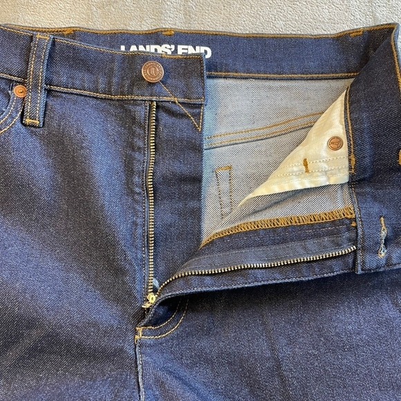 Lands End Women High Rise Wide Leg Trouser Jean Dark Indigo Blue Size 10 Stretch - Picture 9 of 16